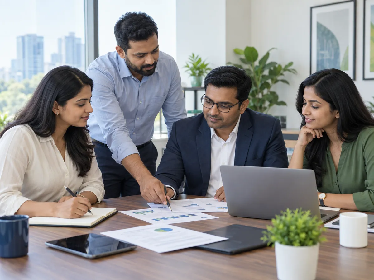 Team of Indian loan assistance professionals working together